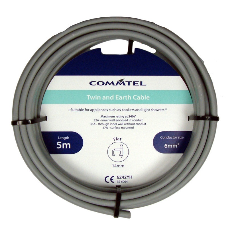 Commtel Twin and Earth Cable 5m 6mm