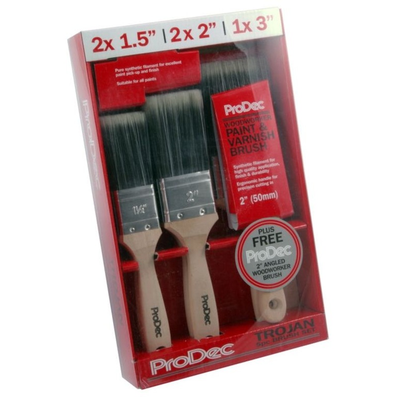 Rodo Trojan Brush Set With FREE 2 Woodworker 5 piece