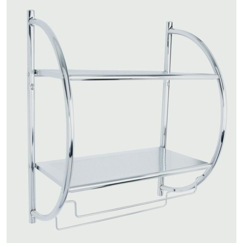 Croydex Wall Mounted Curved Shelf/Towel Rack Mild Steel/Chrome finish