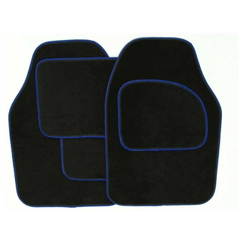 Streetwize Velour Carpet Mat Sets with Coloured Binding – 4 Piece