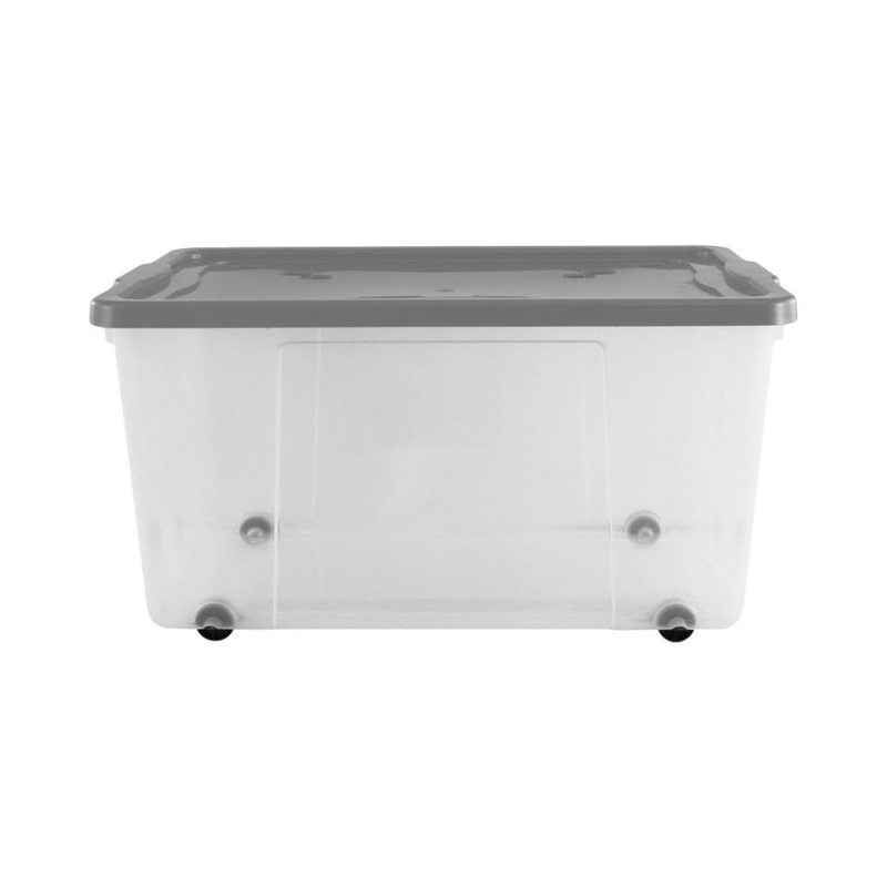 Premier Wheeled Box|100L Clear / Platinum Lid & Wheels