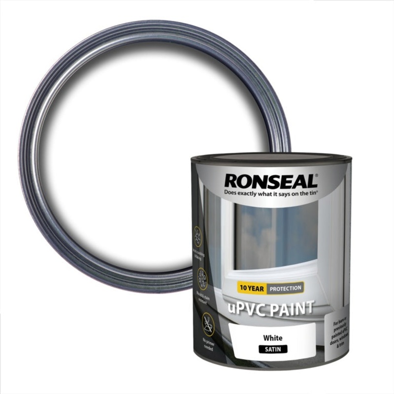 Ronseal UPVC Paint 750ml|White Satin|Anthracite Satin|Black Satin|Royal Blue Satin|Sage Satin