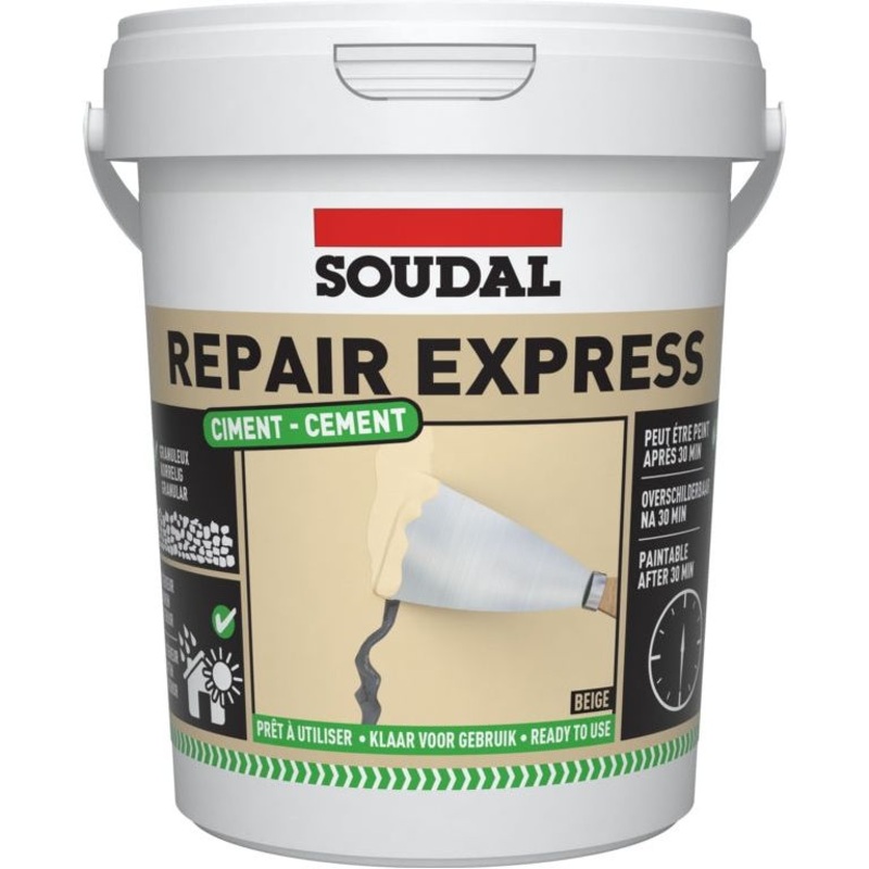 Soudal Repair Express Cement|Beige Tub|300ml Grey|Beige 290ml|Grey Tub