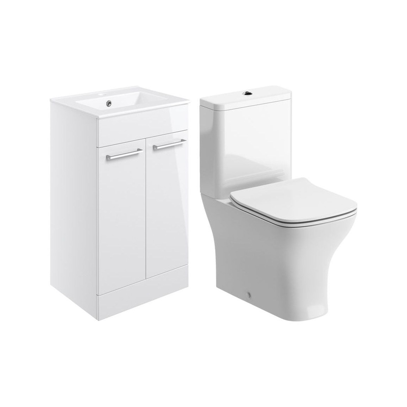 Bateba 510mm Floor Standing Unit & Close Coupled WC Pack – Grey Gloss