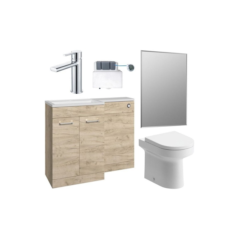 Grove 1100mm Furniture & BTW WC Pack – Oak (RH)