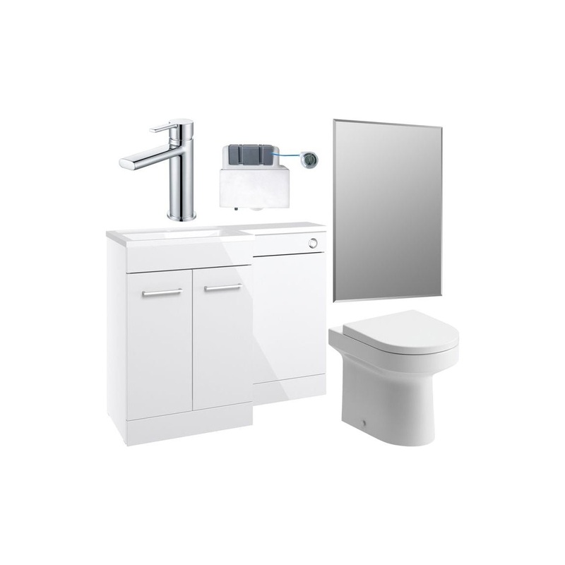 Grove 1100mm Furniture & BTW WC Pack – White Gloss (LH)