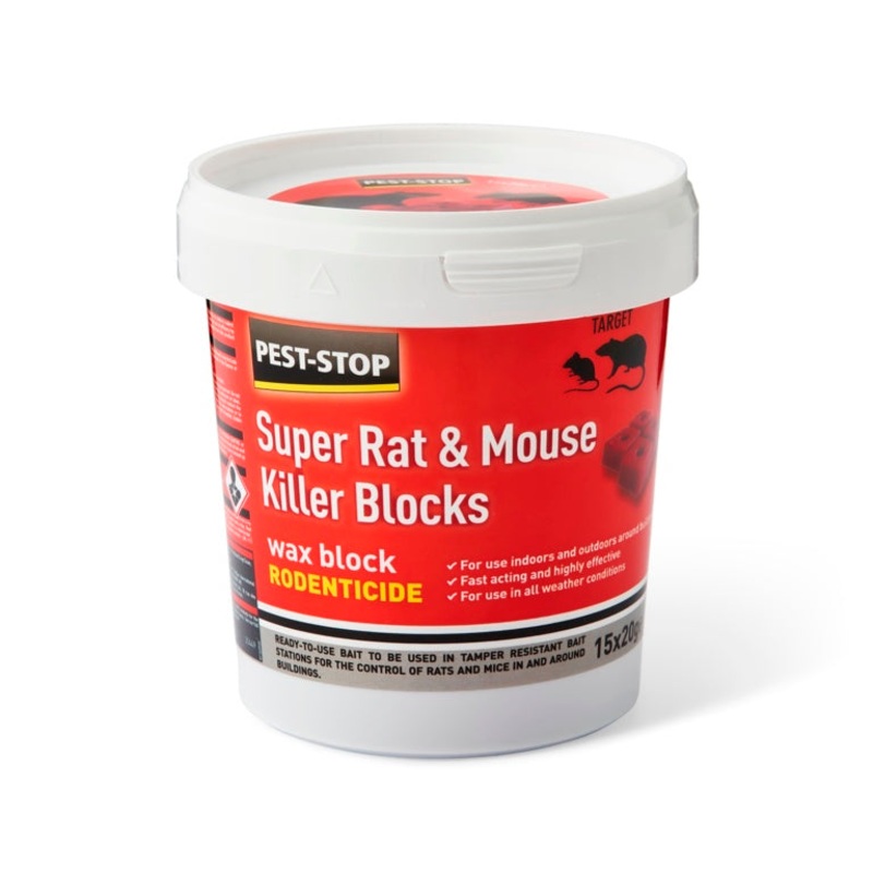 Pest-Stop Super Rat Mouse Killer Wax Block 15 x 20g