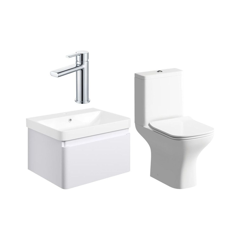 Prisca 600mm Basin Unit & Close Coupled WC Pack – w/Chrome Finishes