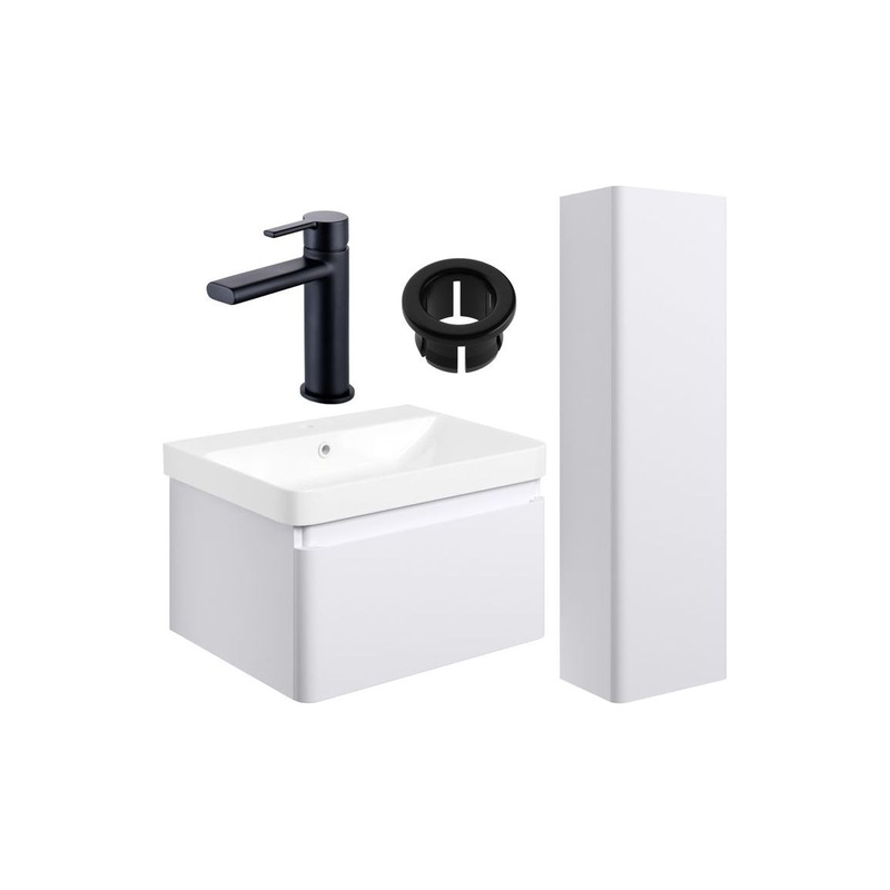 Prisca 600mm Basin Unit & Tall Unit Pack – w/Black Finishes