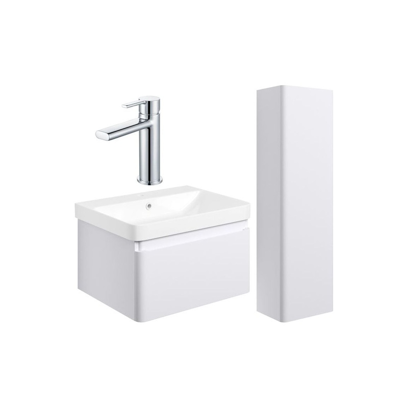 Prisca 600mm Basin Unit & Tall Unit Pack – w/Chrome Finishes