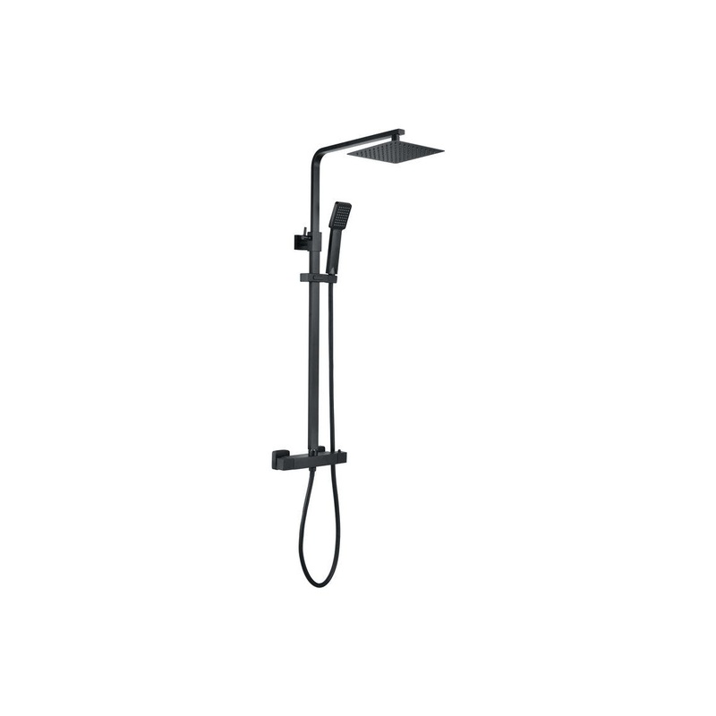 Square Thermostatic Bar Mixer w/Riser Kit – Matt Black
