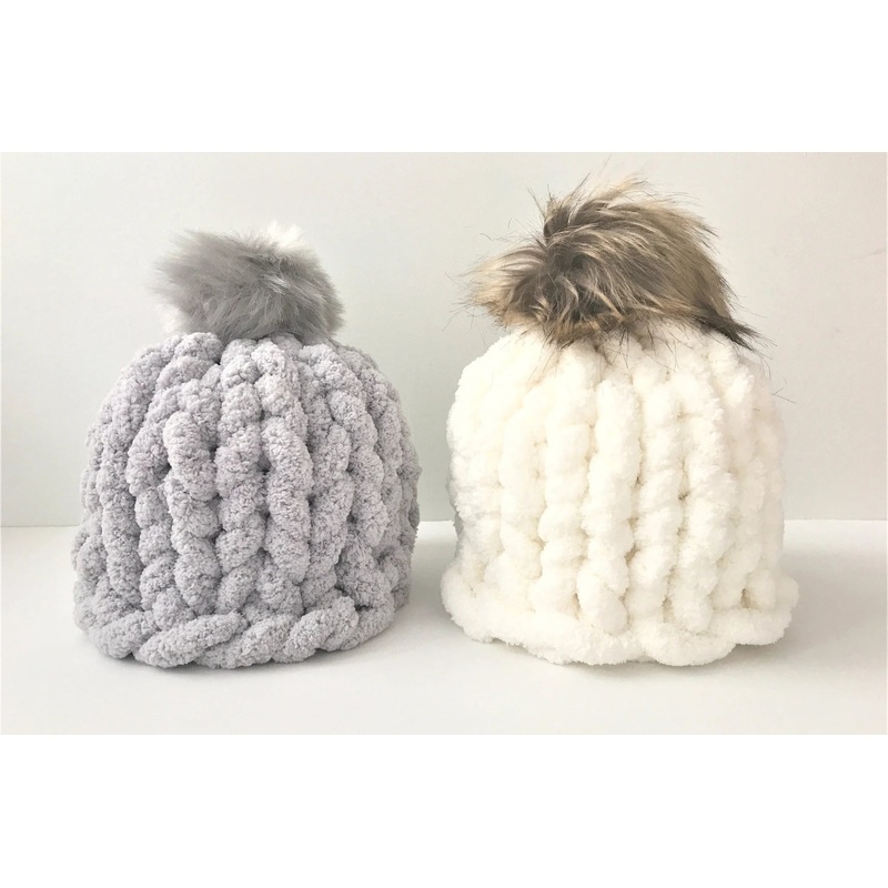 RJM Ladies Twist Yarn Chenille Hat With Pompom