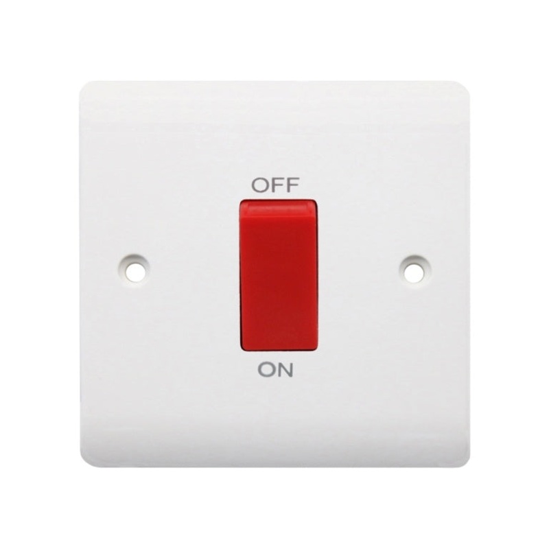 Securlec 1 Gang Double Pole Cooker Switch Round Edge