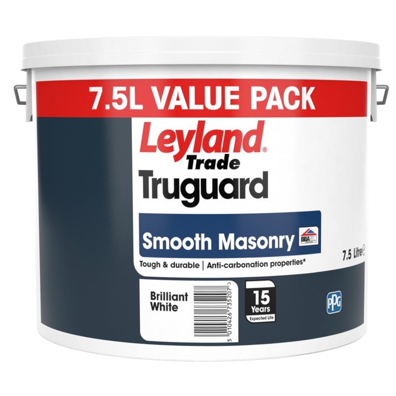 Leyland Trade Truguard Masonry Paint 7.5L Brilliant White