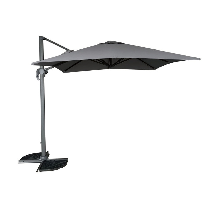 Pagoda 2.5 x 2.5m Deluxe Overhanging Square Parasol Grey
