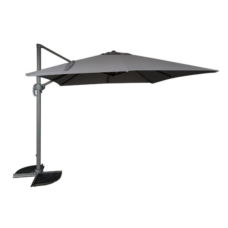 Pagoda 3 x 3m Deluxe Overhang Square Parasol Grey