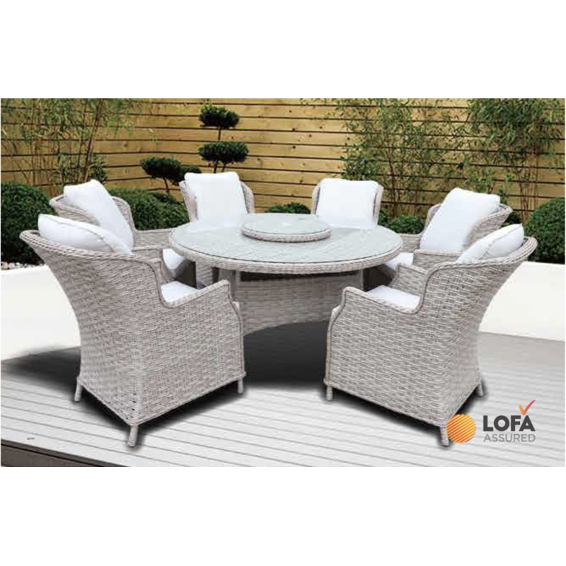 Pagoda Chambery Beige Deluxe Set With Lazy Susan 6 Seat