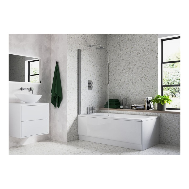 800x1400mm Radius Bath Screen (6mm) – Chrome