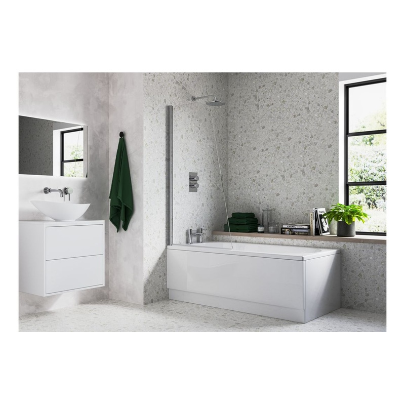 800x1400mm Sail Bath Screen (6mm) – Chrome
