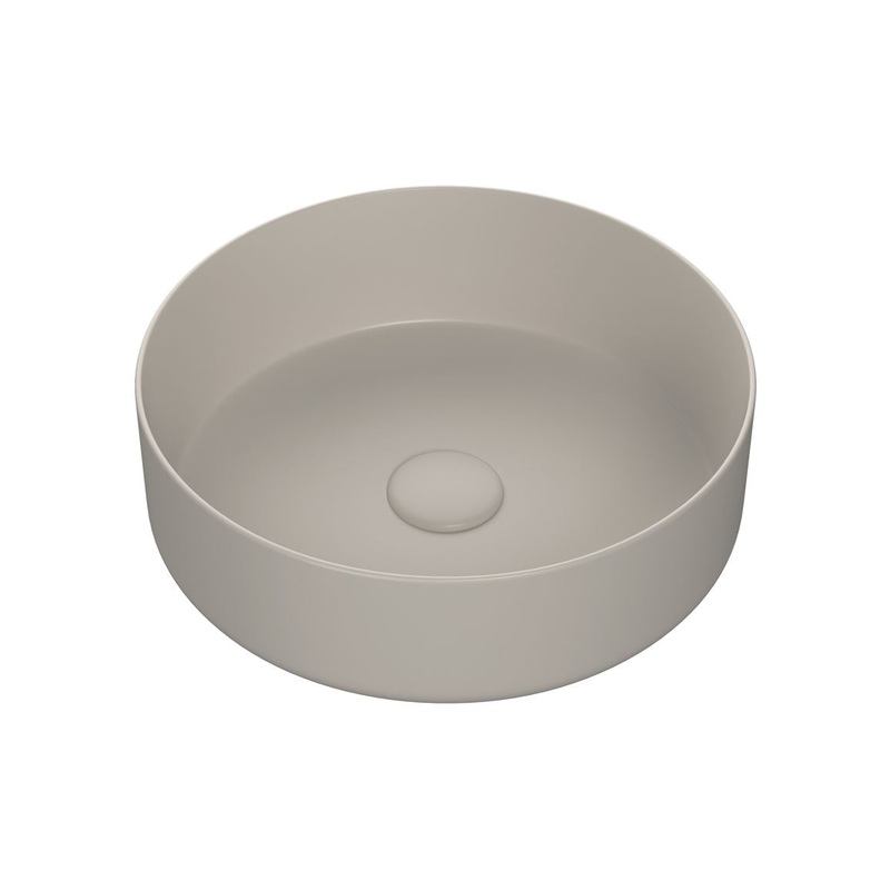 Nanka 355mm Ceramic Round Washbowl & Waste – Matt Latte