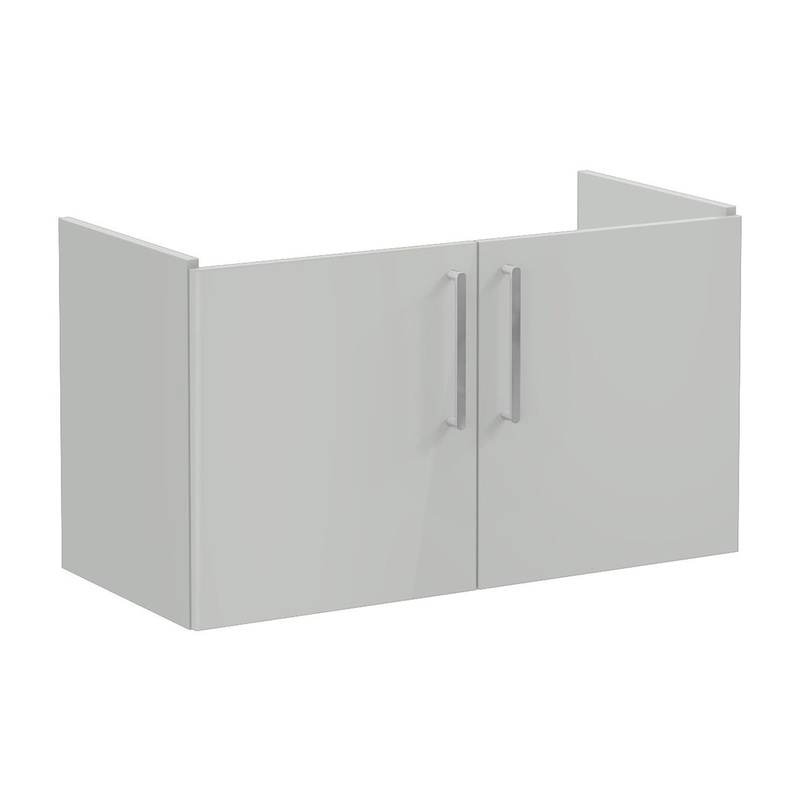 VitrA Root Flat 100cm 2 Door Washbasin Unit – Shiny Pearl Grey
