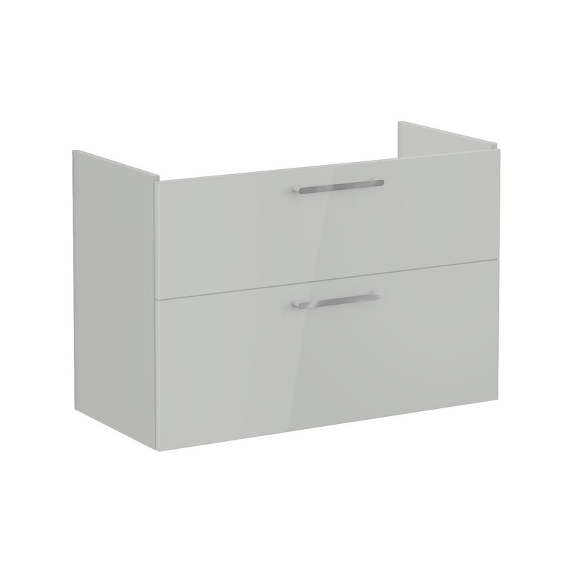 VitrA Root Flat 100cm 2 Drawer Washbasin Unit – Shiny Pearl Grey