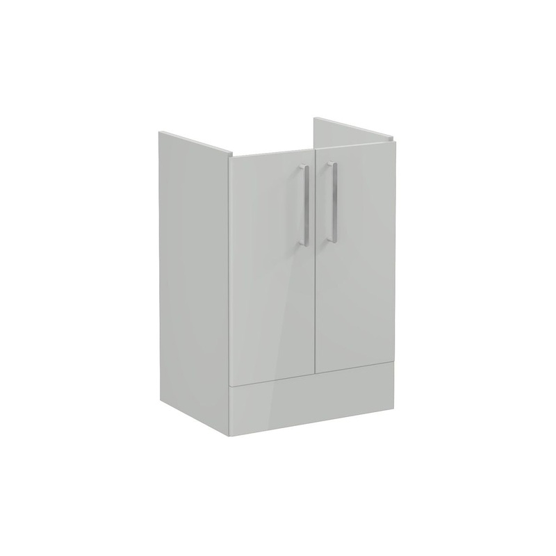 VitrA Root Flat 60cm 2 Door Floor Standing Washbasin Unit – Shiny Pearl Grey
