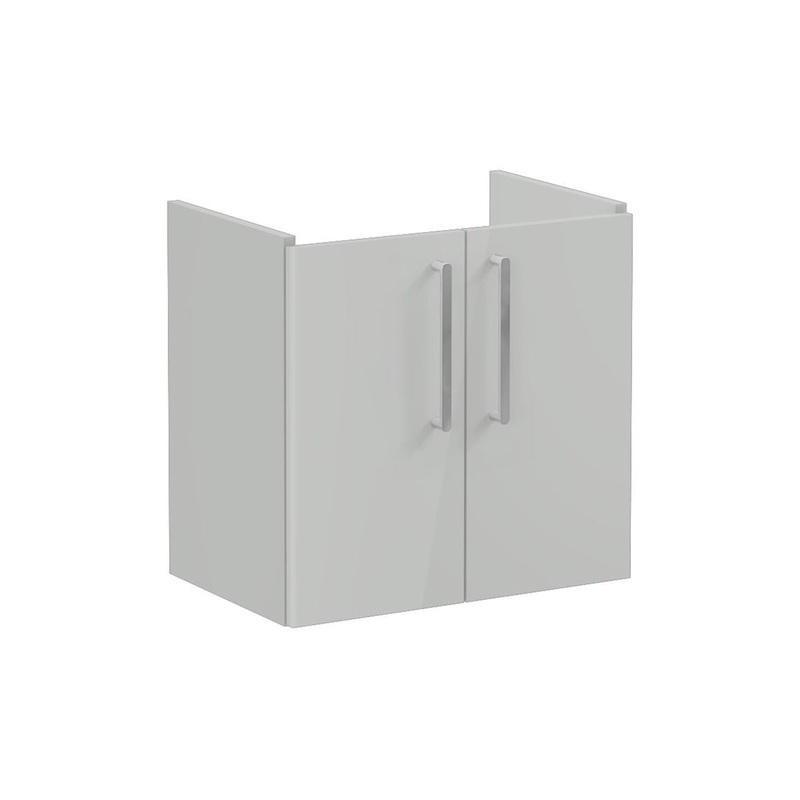 VitrA Root Flat 60cm 2 Door Wall Hung Slim Washbasin Unit – Shiny Pearl Grey
