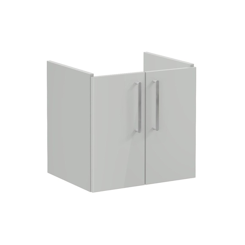 VitrA Root Flat 60cm 2 Door Wall Hung Washbasin Unit – Shiny Pearl Grey