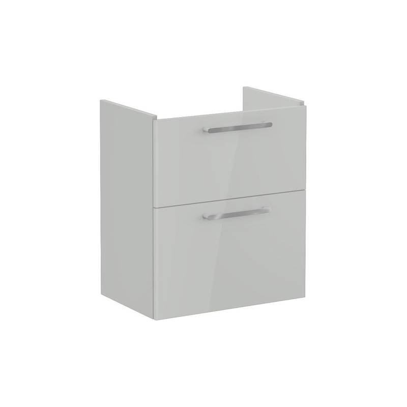 VitrA Root Flat 60cm 2 Drawer Slim Washbasin Unit – Shiny Pearl Grey