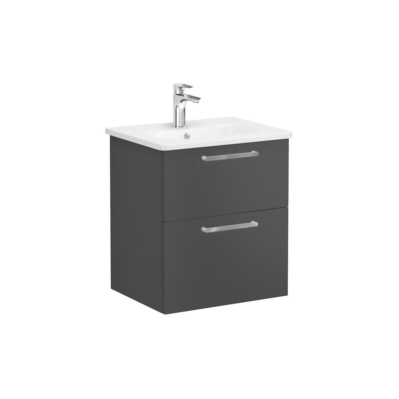 VitrA Zentrum 60cm 2 Drawer W/H Washbasin Unit – Matt Storm Grey
