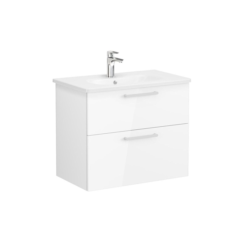 VitrA Zentrum 80cm 2 Drawer W/H Washbasin Unit – High Gloss White