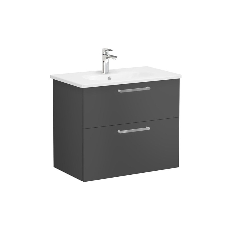 VitrA Zentrum 80cm 2 Drawer W/H Washbasin Unit – Matt Storm Grey
