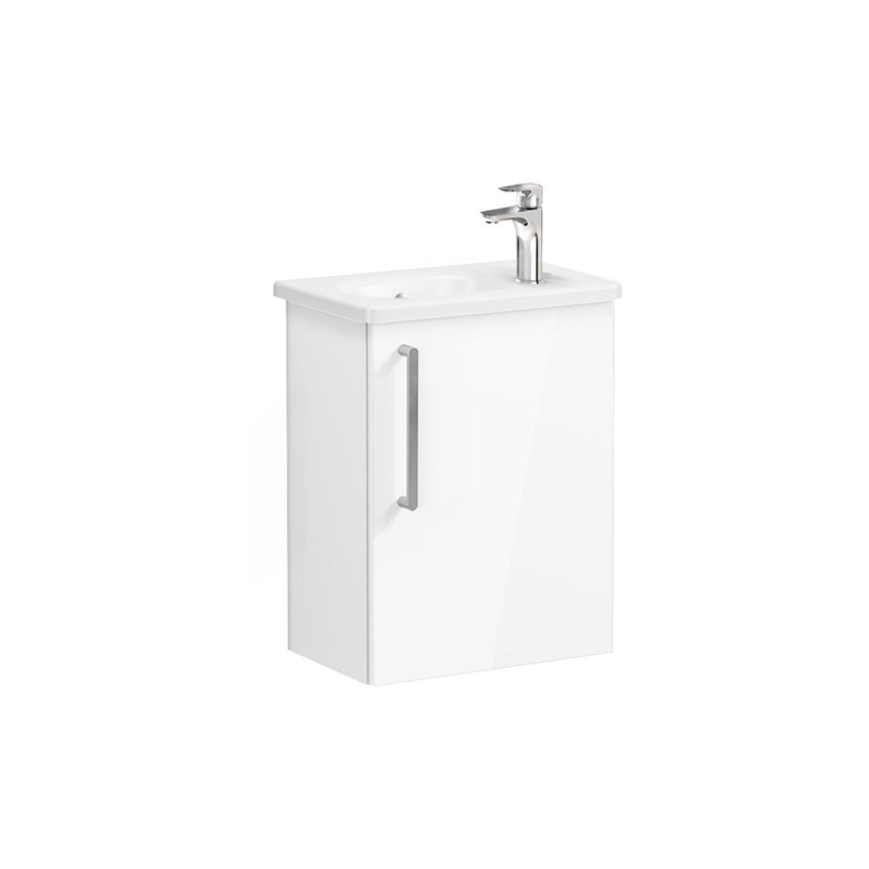 VitrA Zentrum Compact 45cm 1 Door W/H Washbasin Unit (RH Hinge) – High Gloss White