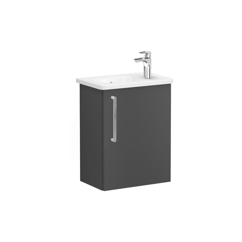 VitrA Zentrum Compact 45cm 1 Door W/H Washbasin Unit (RH Hinge) – Matt Storm Grey