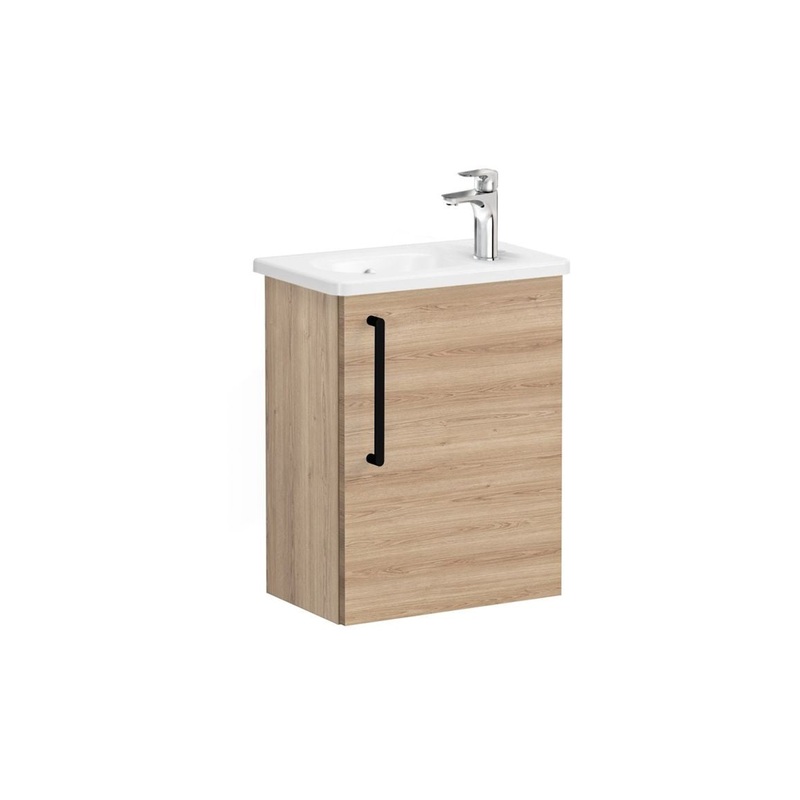 VitrA Zentrum Compact 45cm 1 Door W/H Washbasin Unit (RH Hinge) – Natural Oak