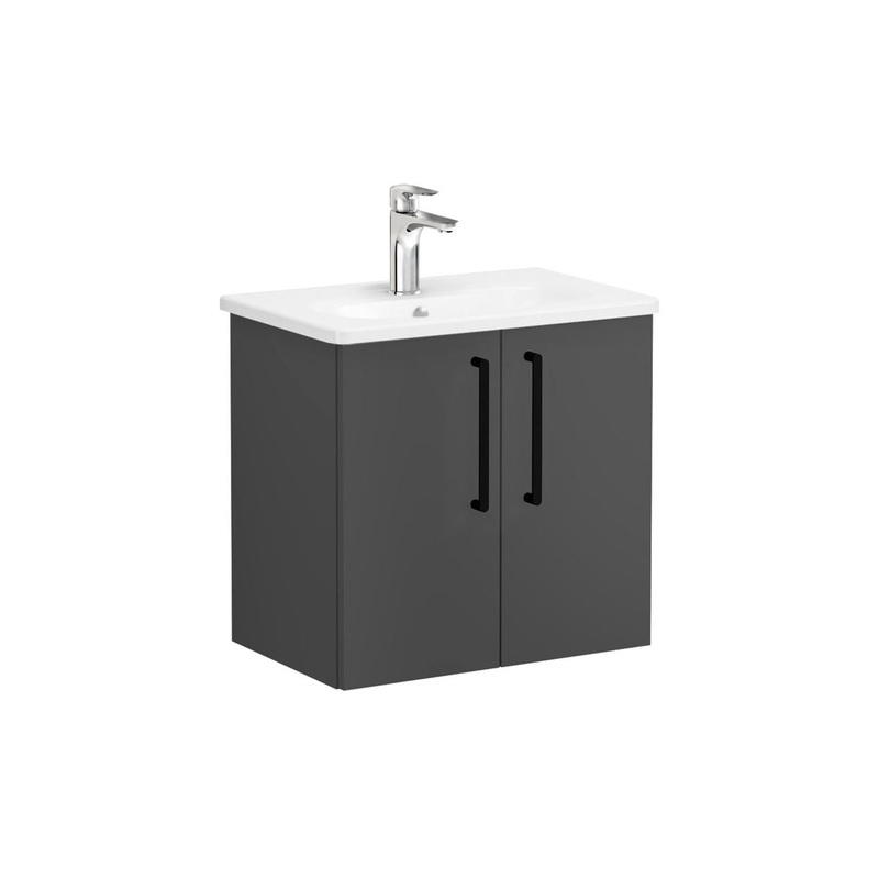 VitrA Zentrum Compact 60cm 2 Door W/H Washbasin Unit – Matt Storm Grey