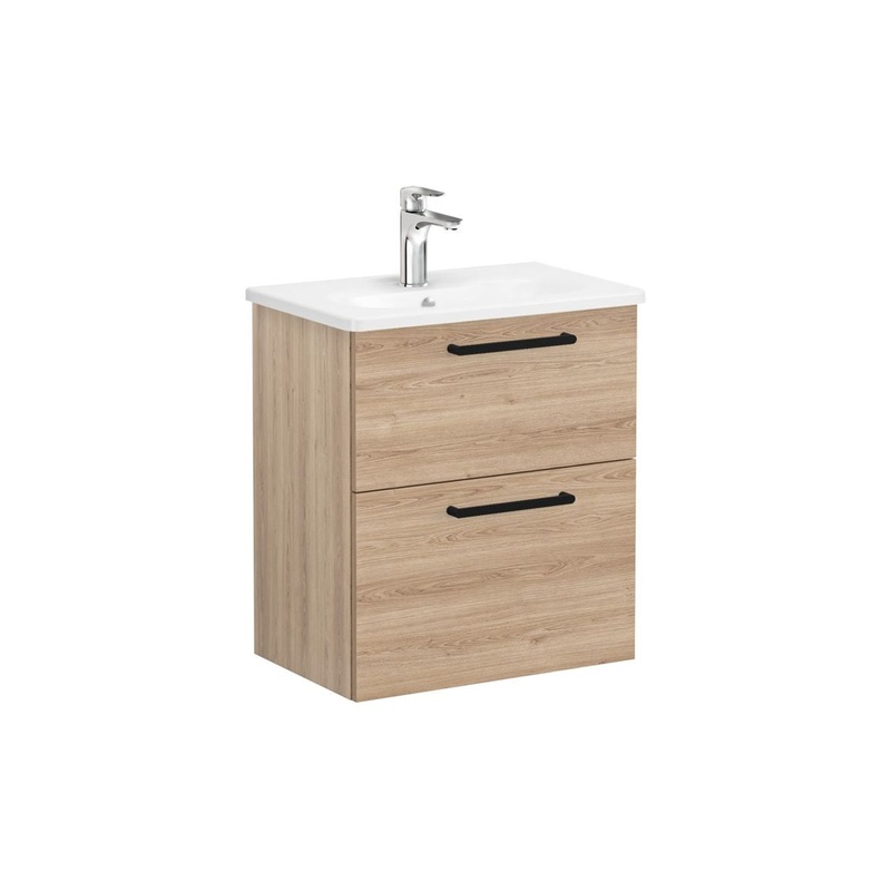 VitrA Zentrum Compact 60cm 2 Drawer W/H Washbasin Unit – Natural Oak