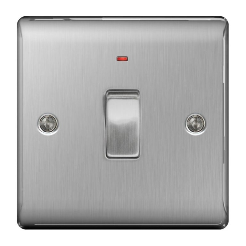 BG Brushed Steel Dp Switch Neon