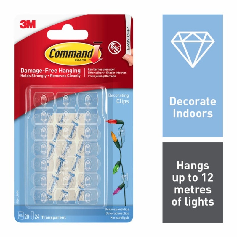 Command Clear Decorating Clips with Clear Strips