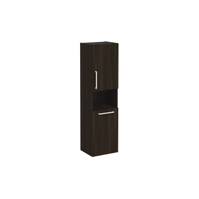 VitrA Root Flat 40cm 2 Door Semi-Tall Unit w/Laundry Basket (RH Hinge) – Walnut