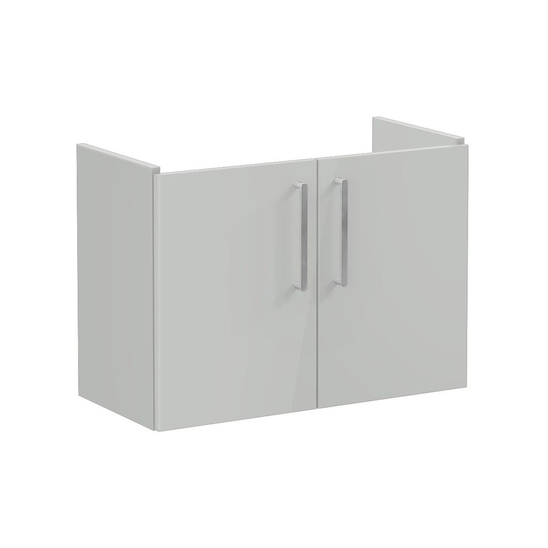 VitrA Root Flat 80cm 2 Door Wall Hung Slim Washbasin Unit – Shiny Pearl Grey