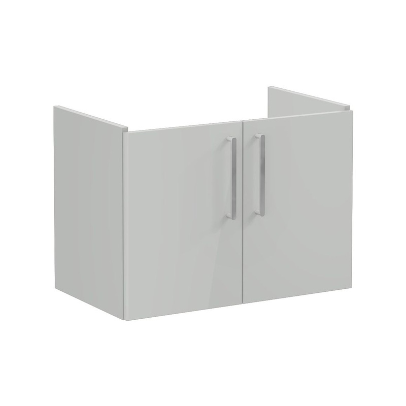 VitrA Root Flat 80cm 2 Door Wall Hung Washbasin Unit – Shiny Pearl Grey