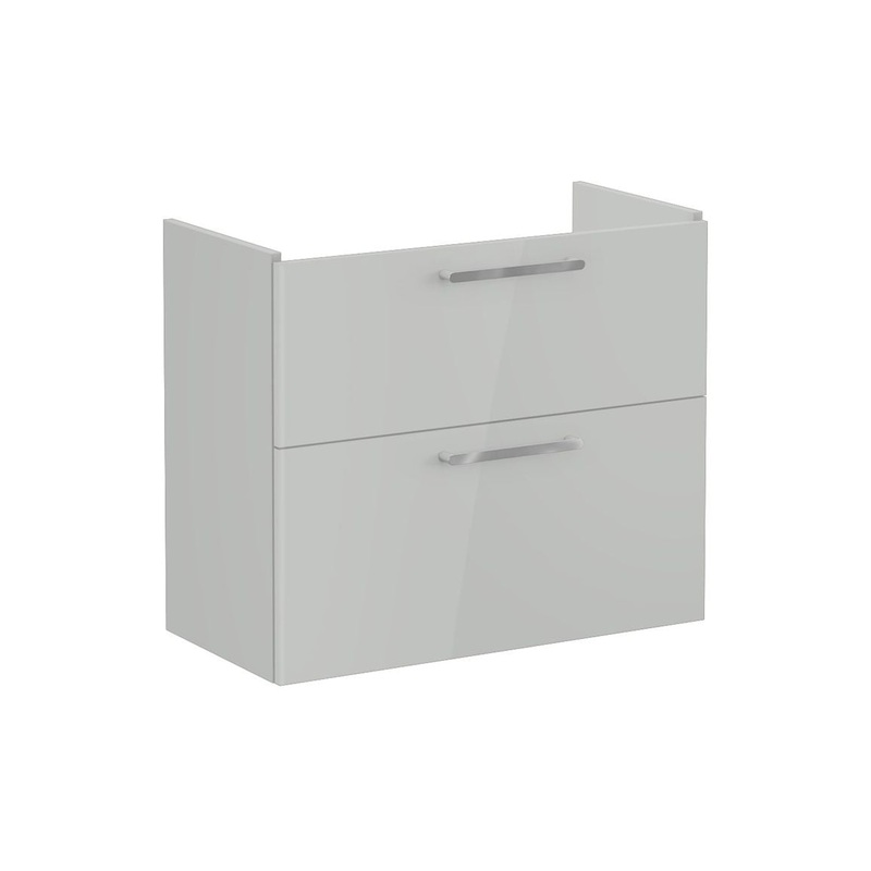 VitrA Root Flat 80cm 2 Drawer Slim Washbasin Unit – Shiny Pearl Grey