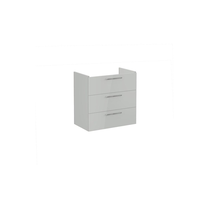 VitrA Root Flat 80cm 3 Drawer Washbasin Unit – Shiny Pearl Grey