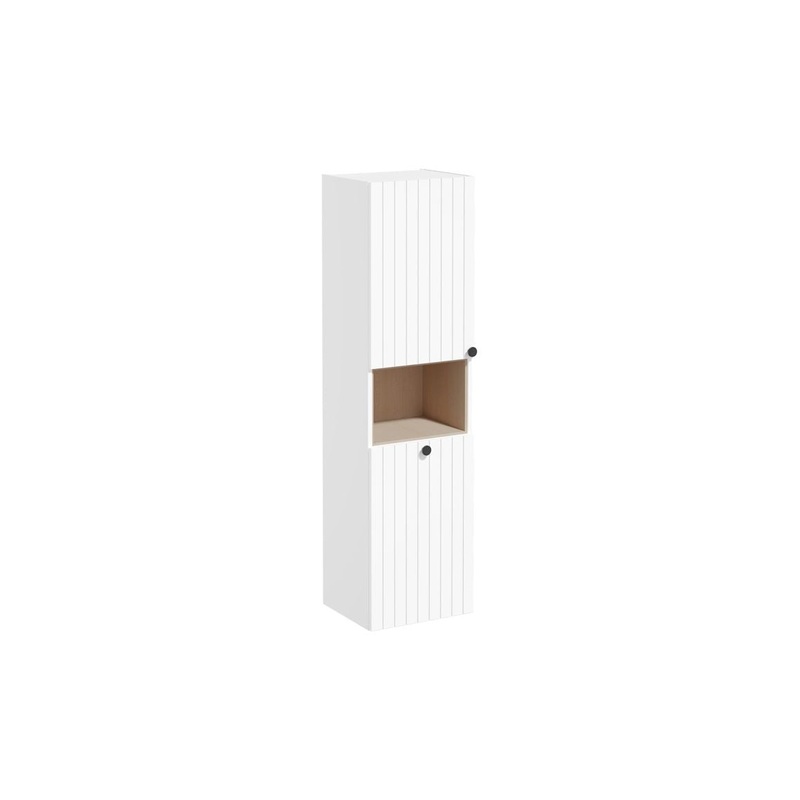 VitrA Root Groove 40cm 2 Door Semi-Tall Unit w/Laundry Basket (LH Hinge) – Matt White