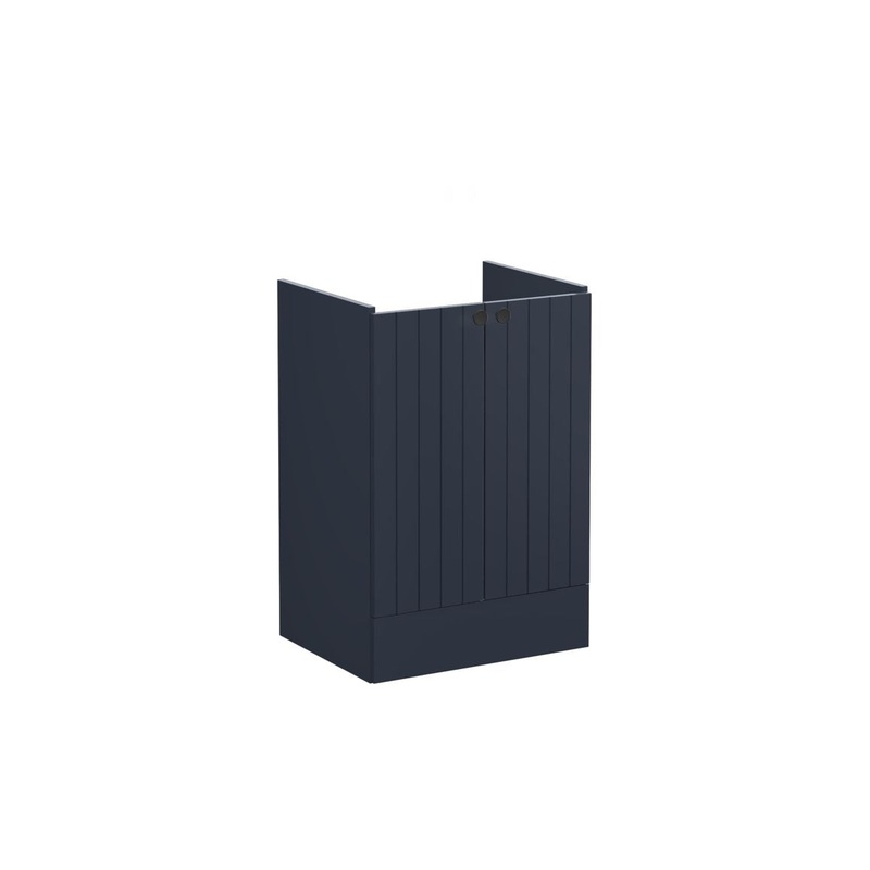 VitrA Root Groove 60cm 2 Door Floor Standing Washbasin Unit – Matt Dark Blue