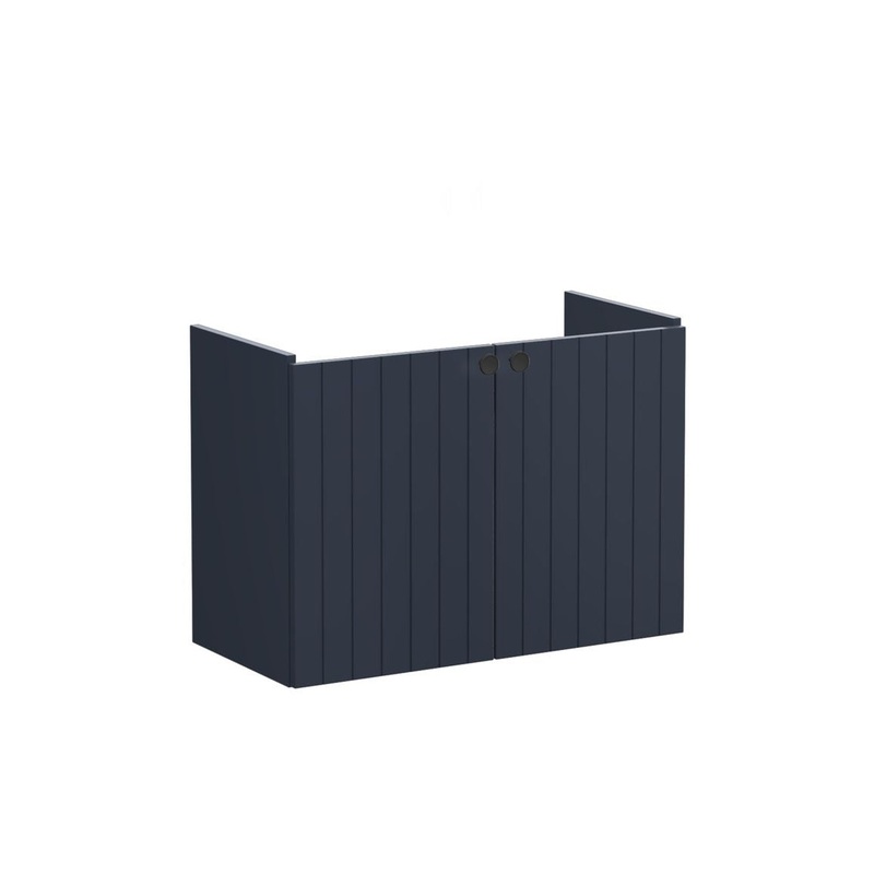 VitrA Root Groove 80cm 2 Door Wall Hung Slim Washbasin Unit – Matt Dark Blue