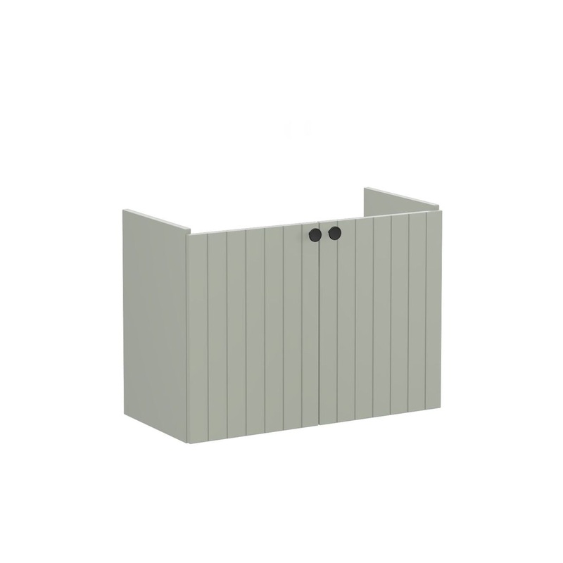 VitrA Root Groove 80cm 2 Door Wall Hung Slim Washbasin Unit – Matt Retro Green