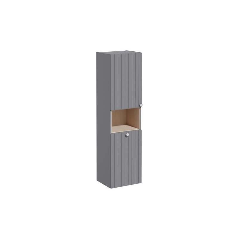 VitrA Root Groove 40cm 2 Door Semi-Tall Unit w/Laundry Basket (LH Hinge) – Matt Grey